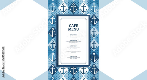 Elegant cafe menu template with nautical theme for beachside restaurants and eateries