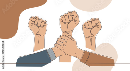 United hands representing diversity equality and empowerment through solidarity and strength
