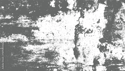Grunge Сraked weathered cement wall texture in black and white. Cratch rough peeling grunge texture vector design on transparent background.