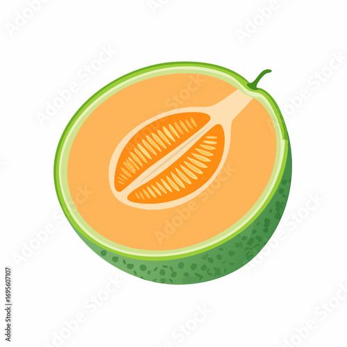 Melon Orange Sweet Summer Fruit Slice Vector Illustration