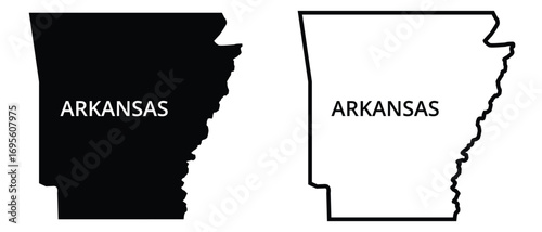 Arkansas map shape, united states of america. Flat concept icon symbol vector illustration .