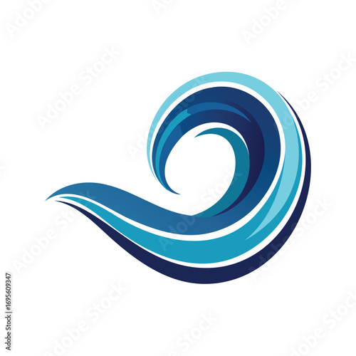 Stylized blue wave swirling with white accents