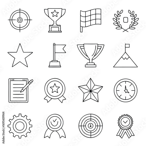 Icon Set Illustrating Goals Achievements and Success Concepts vector illustration
