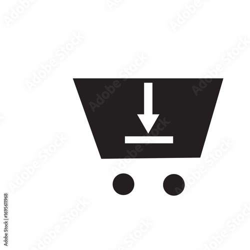 Shopping Cart with Download glyph icon