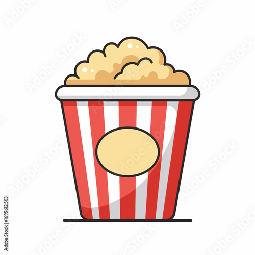 Popcorn in Red Stripe Box Vector Illustration