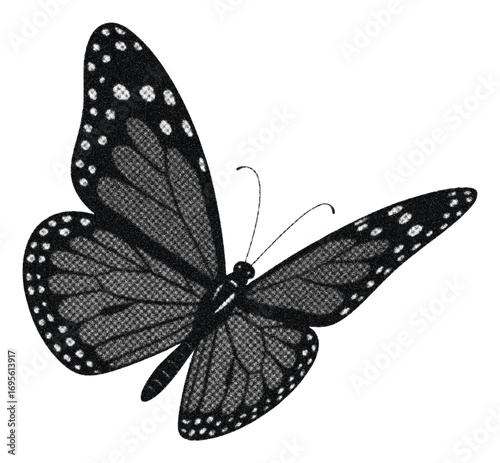 monarch butterfly halftoon black and white 