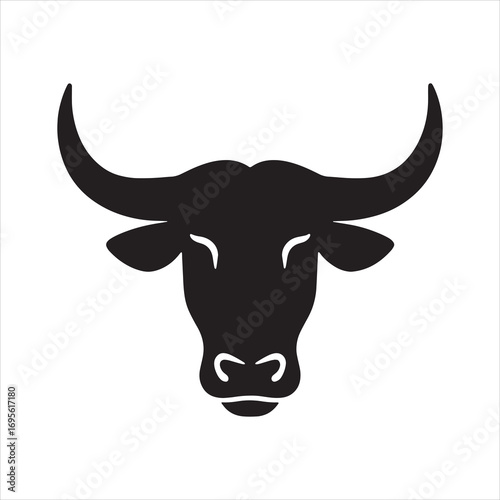 Bull head logo design in bold black silhouette style.
