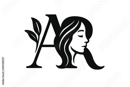 Elegant beauty spa logo design with lotus and pearl elements, female face silhouette vector illustration, natural wellness and relaxation concept, skincare and cosmetic branding