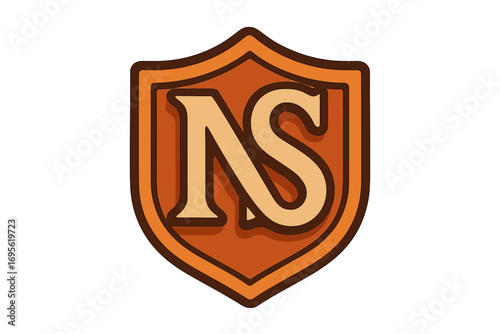 Vintage letter NS monogram logo design with classic shield badge, retro style emblem, elegant typography, emblematic vintage insignia for branding and identity design