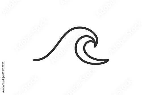 Simple minimal wave outline logo design, vector cartoon illustration with transparent background, ocean wave symbol, beach and sea icon, water nature element, coastal branding