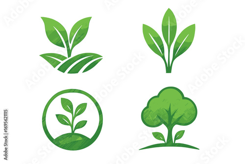 Water drop aromatherapy oil logo design set, green nature essential oil vector illustration, wellness spa symbol, natural beauty care emblem, leaf and drop shapes, eco-friendly health concept