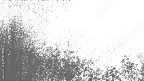 Grunge dots Black noise stipple dots hills. Grunge gradient spray horizontal overlay vector design on transparent background.