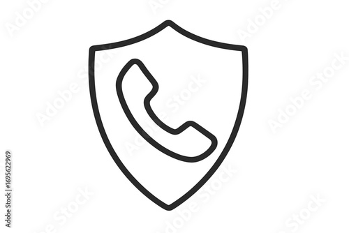 Secure call center icon. Phone protection symbol. Spam call blocker and communication privacy concept. Vector sign for web, app, and security service. Guard hotline logo.