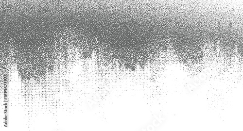 Vector Noise Particle White Wall and Terrazzo Marble Grey Asphalt Stone Texture Dot-work Gradient with Black Noise Stipple Dots and Sand Grain Effect vector design on transparent background.