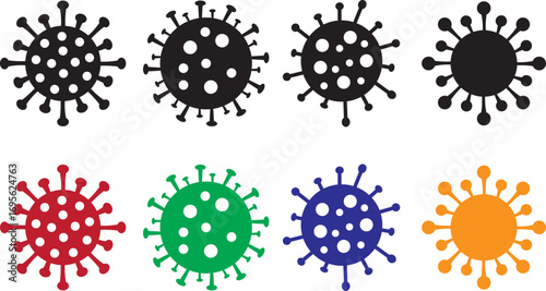 Pandemic Virus & Coronavirus Icons – Minimal Vector Set for Healthcare, Probiotic, and Medical Concepts.