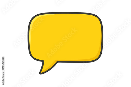 Yellow speech bubble vector illustration. Blank talk bubble for text and quotes. Cartoon comic style chat icon. Dialogue or thought balloon for communication. Empty message element.