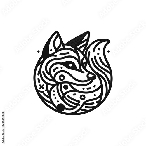 Wallpaper Mural Abstract fox illustration with intricate line patterns Torontodigital.ca
