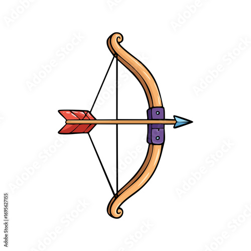 Cartoon style bow with arrow icon