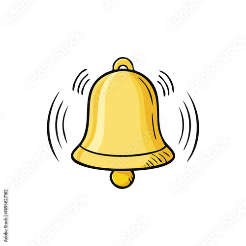 Golden bell notification icon illustration