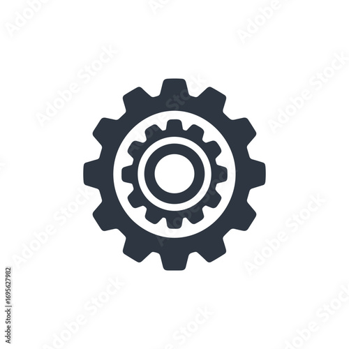 Black gear icon representing machinery and industry