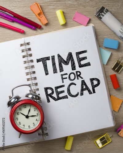 Professional Modern Time Management Concept with Traditional Alarm Clock and Planner Inspiring Business Recap for Millennial Marketing and Branding Content