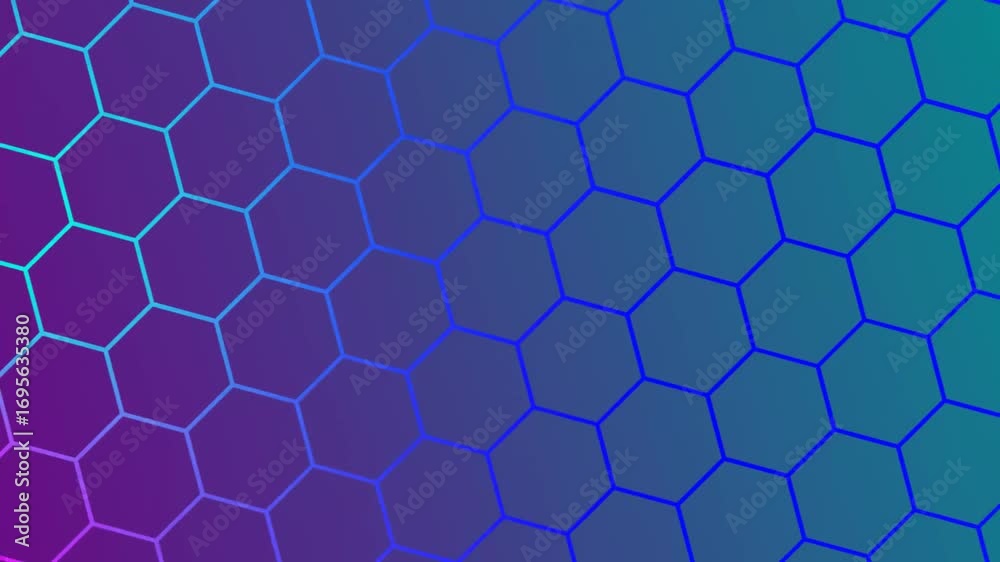 Abstract glowing blue and purple hexagon background
