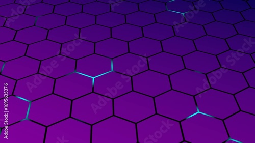 Glowing neon purple and pink hexagon pattern background