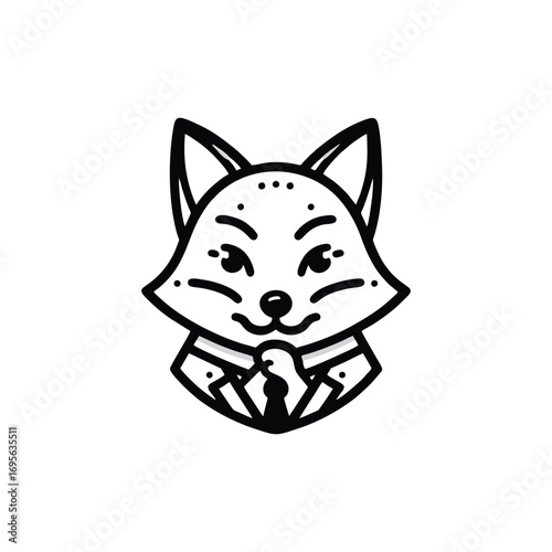 Fox character in a suit with a clever expression