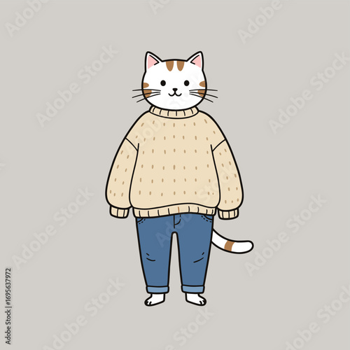 cat in comfy outfit