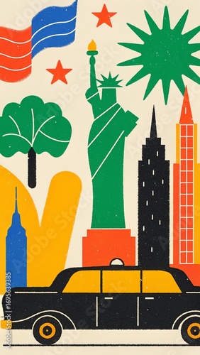 Vibrant New York Cityscape Illustration