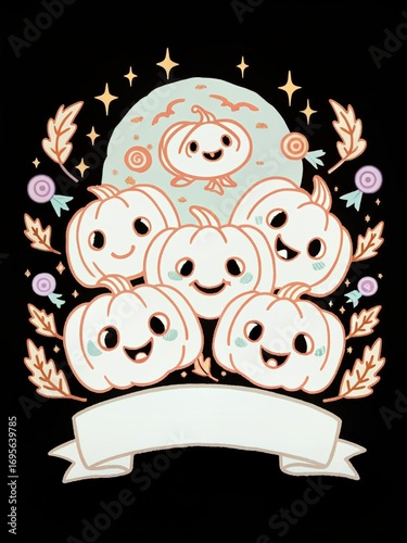 Smiling Pumpkins Halloween Illustration