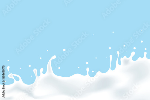 horizontal cow's milk wave, milk splash flow for advertising products