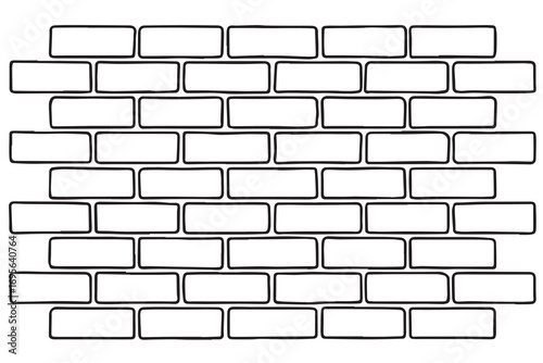 A minimalist vector showing a brick wall pattern, rendered in black and white with strong black outline, suitable for templates, prints, or creative projects.