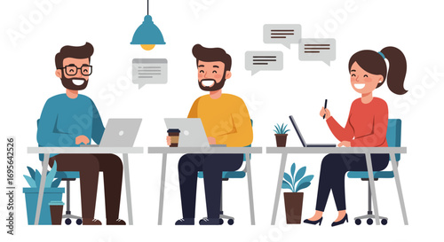 Team of Professionals Working Together with Laptops.