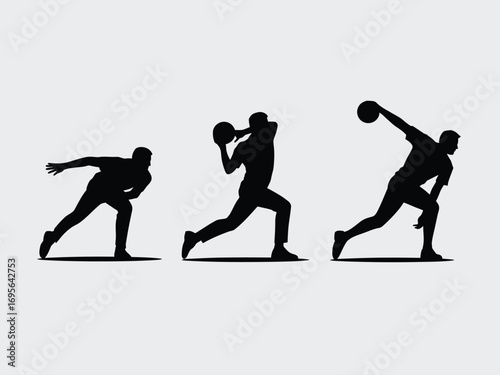 Athlete bowling sequence silhouette sport action