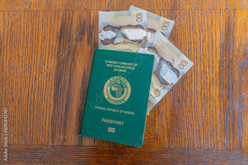 Nigerian international travel passport with Canadian Dollar  Notes