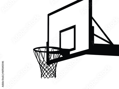 Black basketball hoop and backboard stylized vector illustration sport