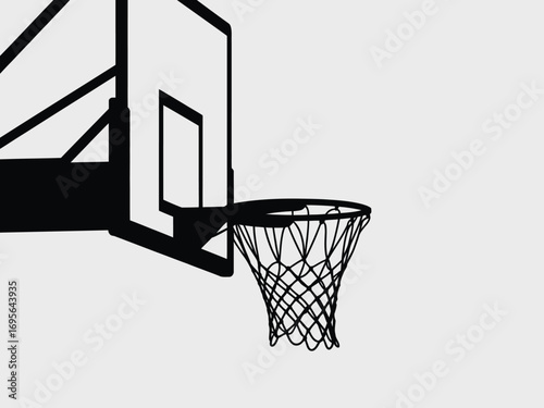 Black basketball hoop and net vector art backboard sport