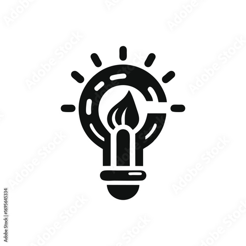 Lightbulb with Flame Symbolizing Innovation and Ideas