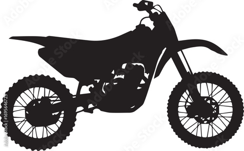 Black Silhouette of a Motocross Motorcycle on White Background dirt bike off-road
