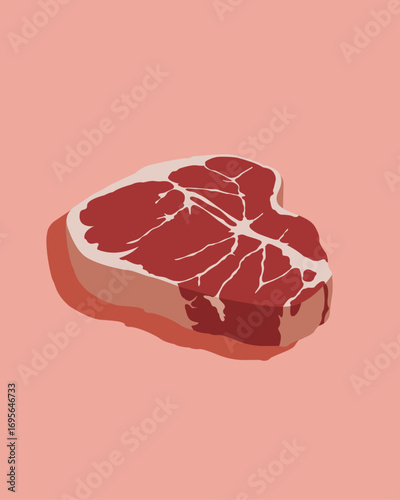 Flat vector of beef on soft pink background