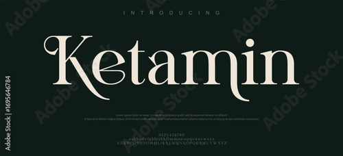 Ketamin Modern Font. Sans Serif Font. Regular Uppercase Lowercase Typography urban style alphabet fonts for fashion, sport, technology, digital, movie, logo design, vector illustration