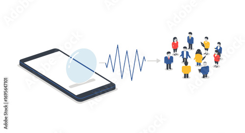 Strategic Digital Communication Amplifier: Expanding Sound Wave Icon for Enhanced Clarity and Market Reach