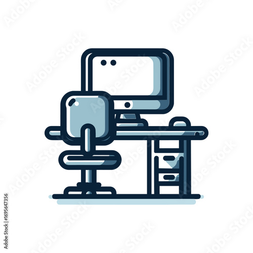 Modern workspace with computer and ergonomic chair