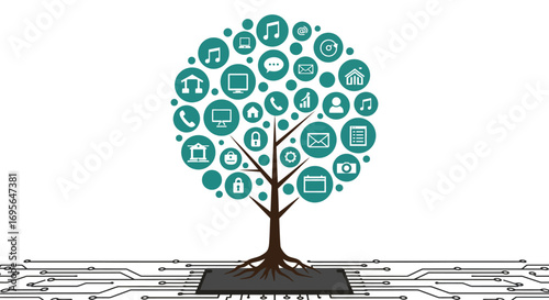 Visualizing Seamless Digital Transformation: Modern Minimalist Flat Design for Efficient Business Solutions