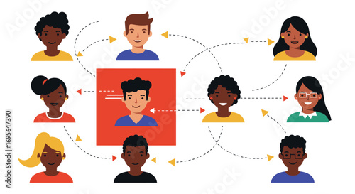 Seamless Digital Connectivity: Flat Design Vector for Modern Business Communication and Data Flow