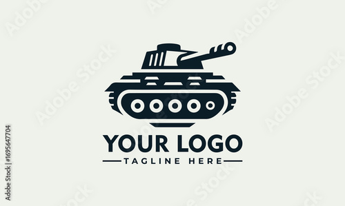 Stylized black tank icon with text "YOUR LOGO" and "TAGLINE HERE" below, on a light background.