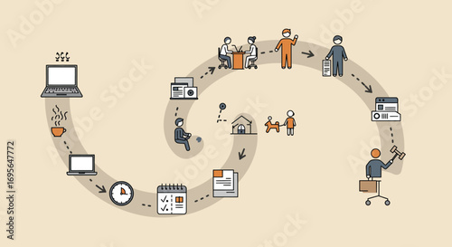 Unlocking Clarity: Dynamic Infographic Spiral for Strategic Process & Data Flow Visualization