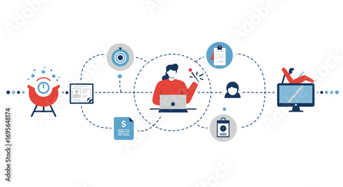 Streamlined Flat Design Vector Illustration for Modern UI/UX, Tech & Corporate Branding