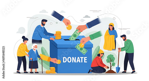 Flat Charity Donation Concept